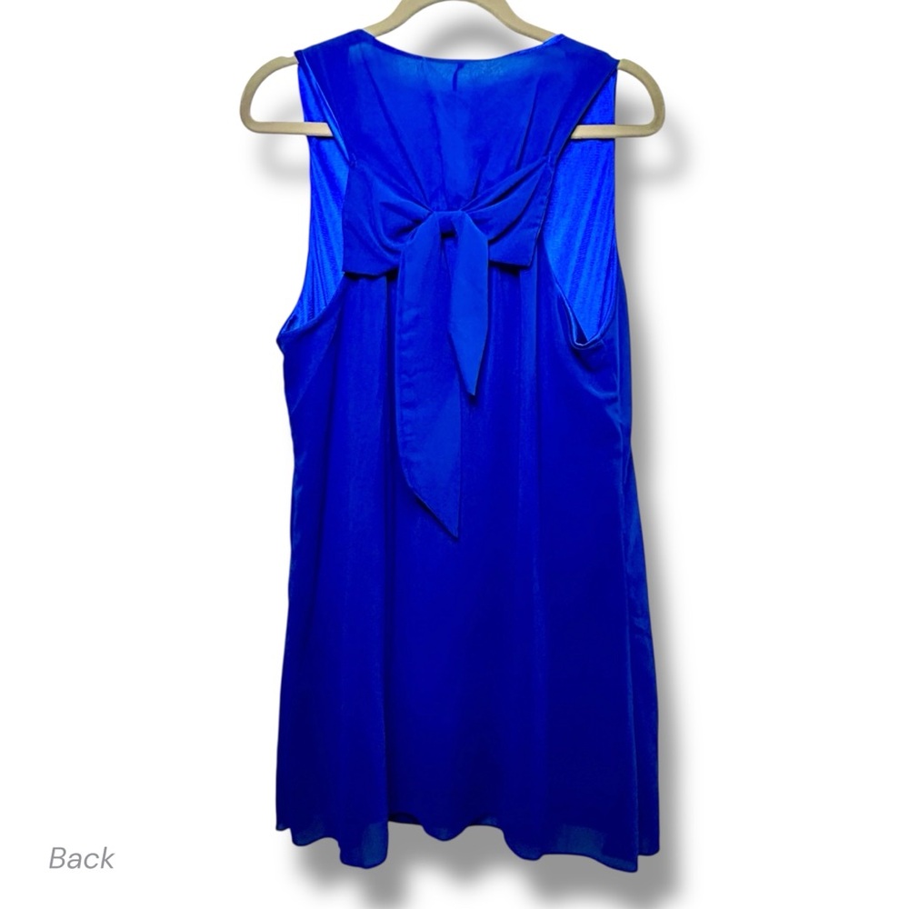 Y2K Kivenst High Fashion Royal Cobalt Blue Sleeveless Shift Mini Dress Bow Back
